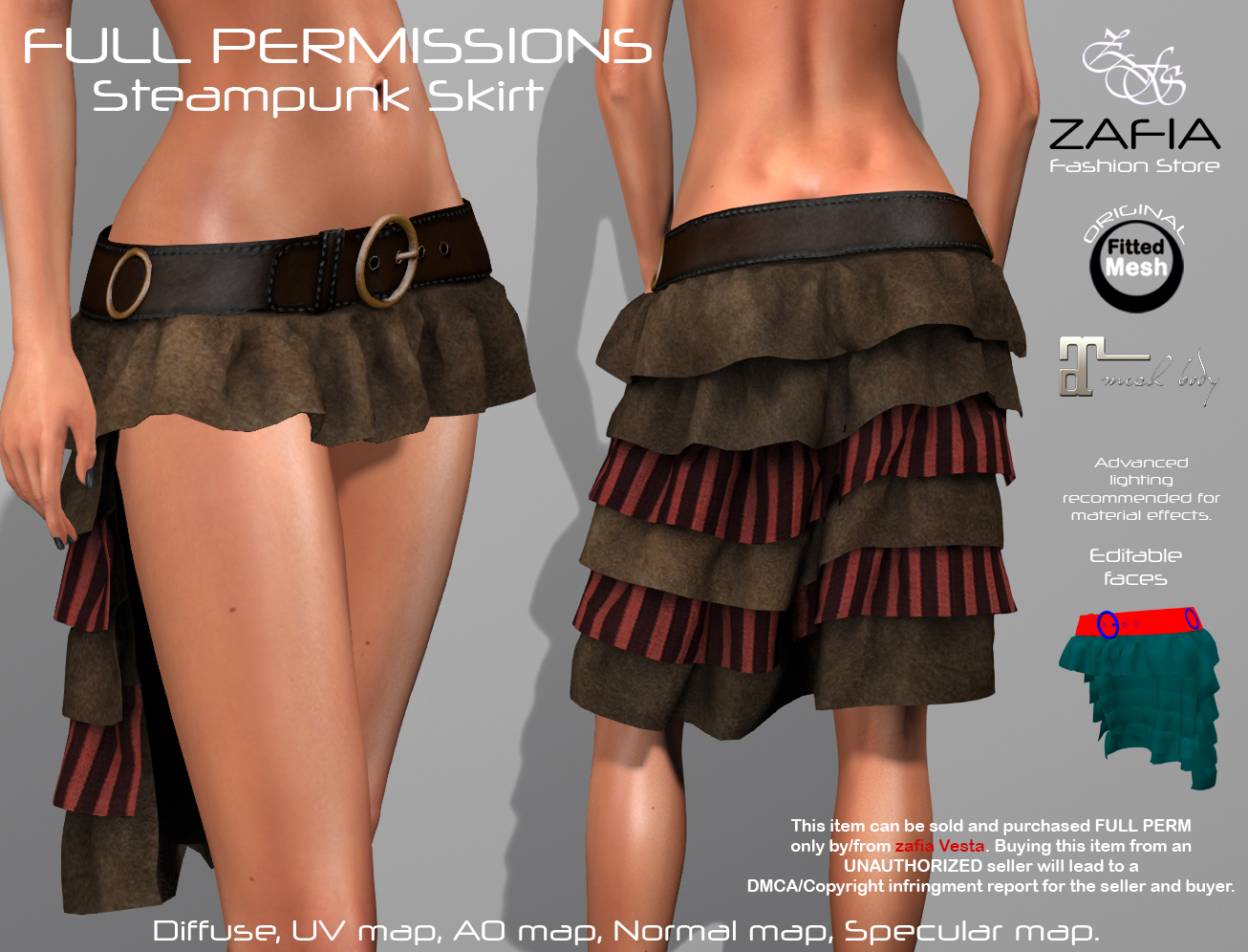 FullPerm ZAFIA Steampunk Skirt. – ZAFIA Fashion Store