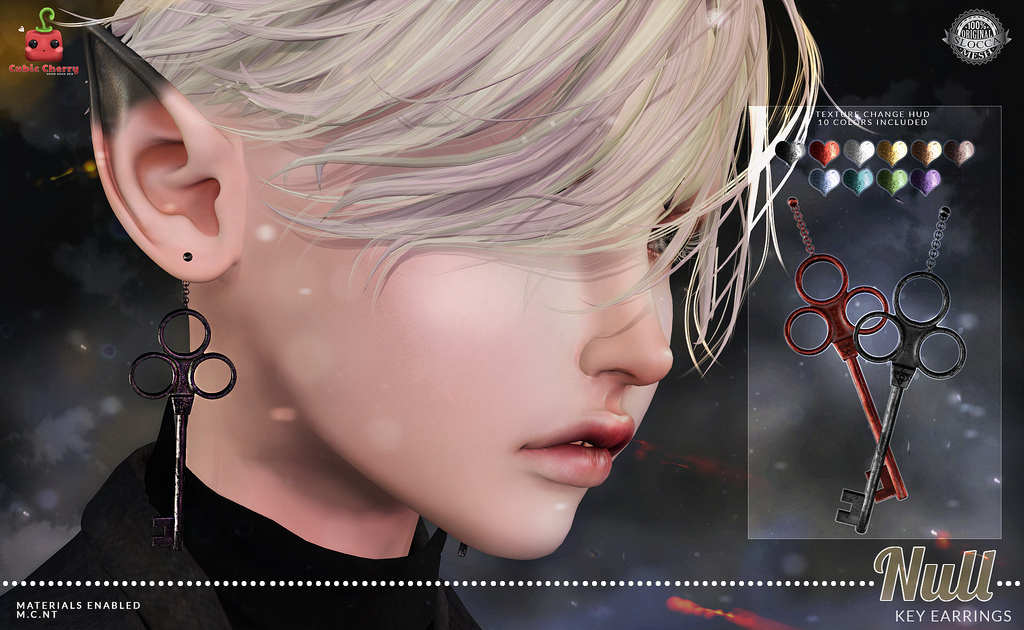 {Null} key earrings