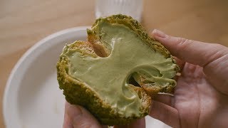 녹차크림 듬뿍! 녹차 쿠키슈 : Green tea cream puff (cookie choux) | Honeykki 꿀키