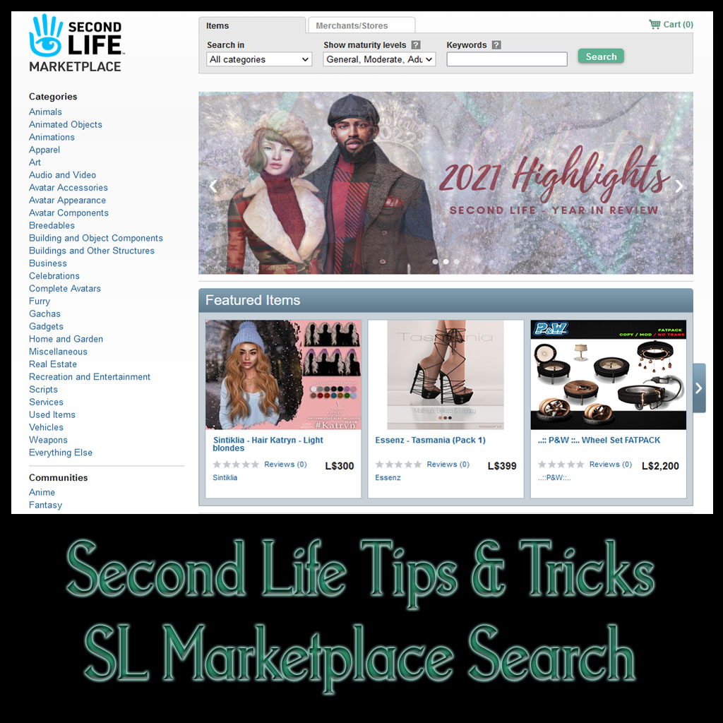 Second Life Tips & Tricks - SL Marketplace Search - Second Life Syndicate